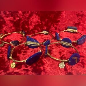 5 Blue Bourbon and Bowties gold wire braclets